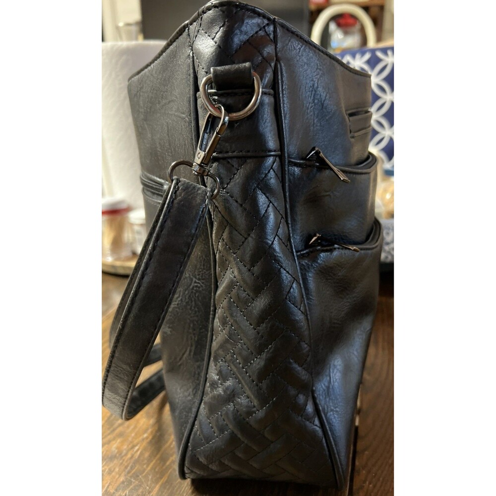 Sam & Hadley Black Leather Zippered Purse Shoulder Bag - Picture 11 of 11